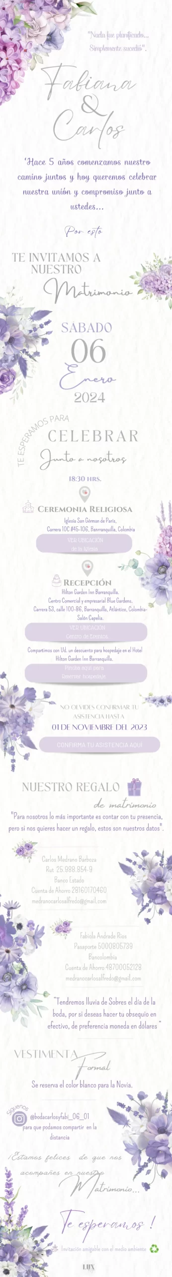 Invitación Digital Fabiana & Carlos | Parte L - Imagen 2